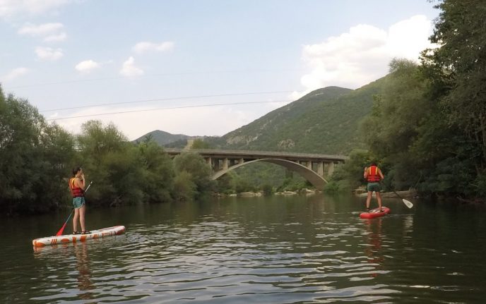 SUP board on Struma river